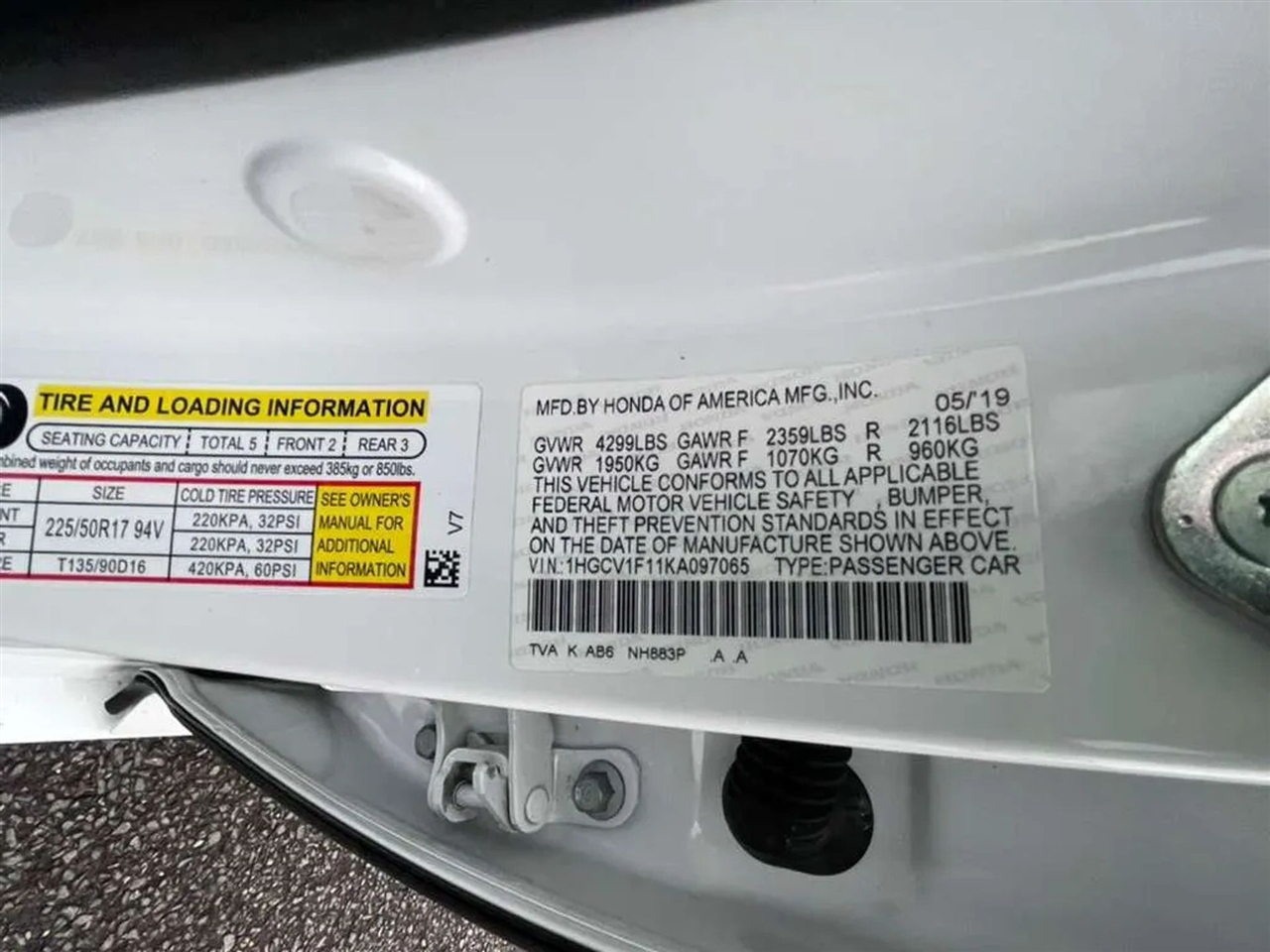 Honda Accord Sedan LX 1.5T CVT 2019