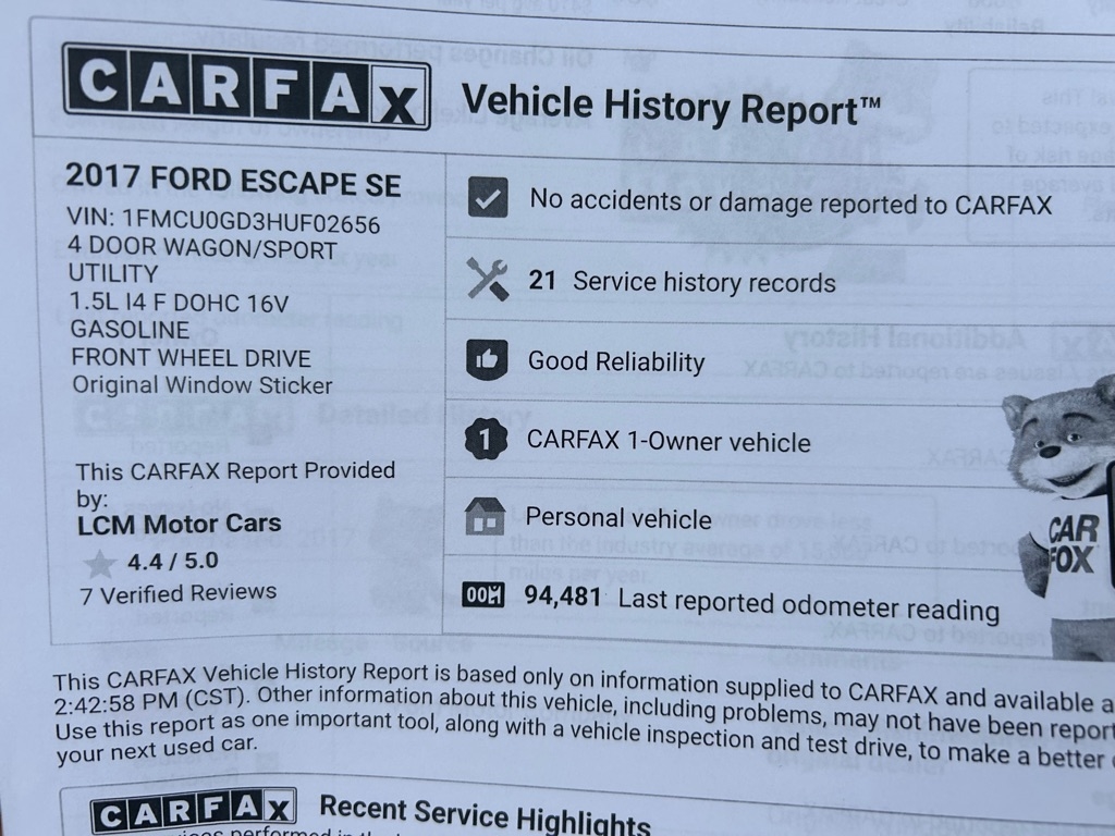 Ford Escape SE FWD 2017