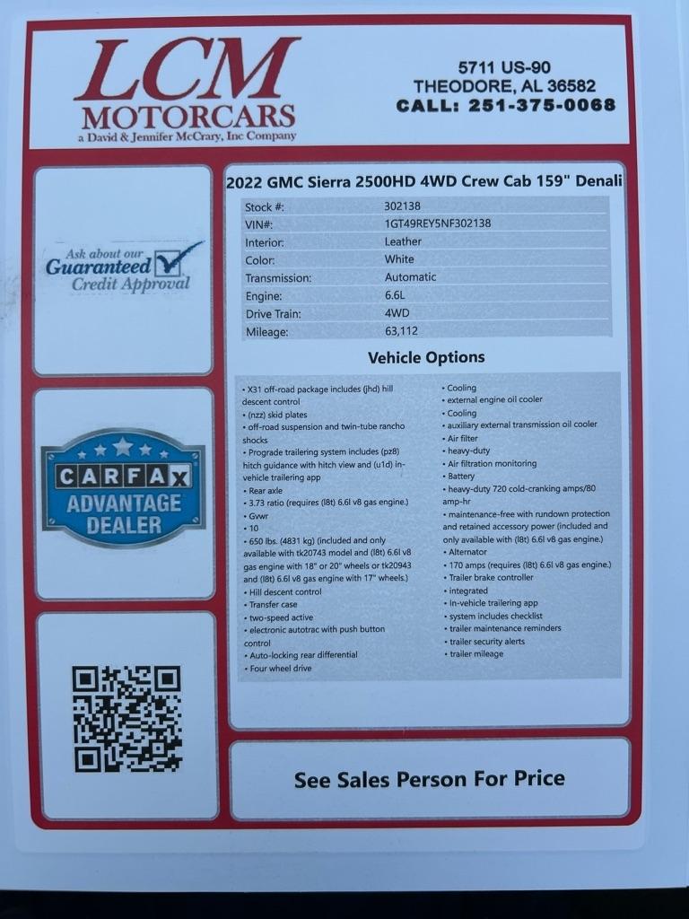 GMC Sierra 2500HD 4WD Crew Cab 159" Denali 2022
