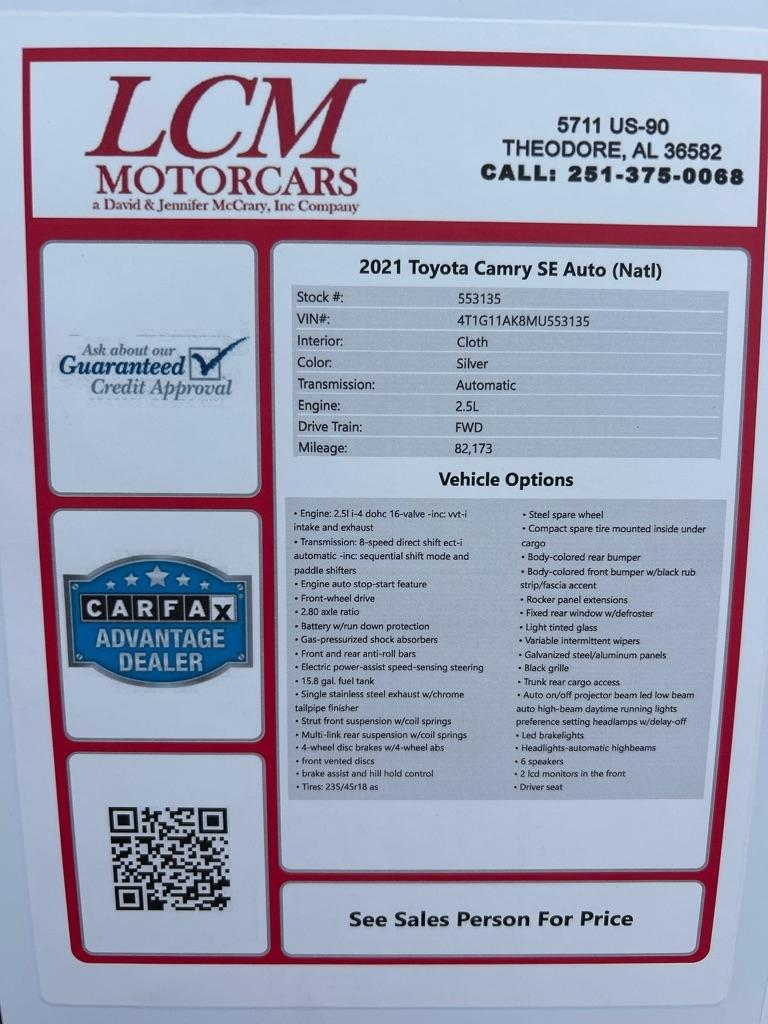 Toyota Camry SE Auto (Natl) 2021