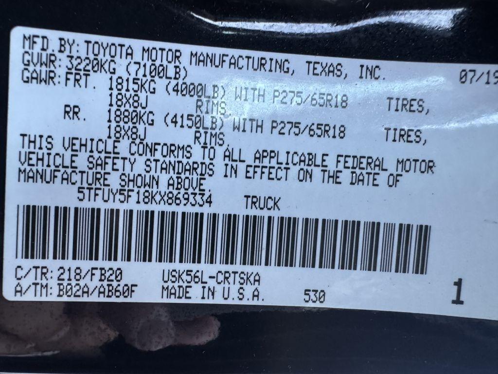 Toyota Tundra SR5 5.7L V8 Double Cab 4WD 2019