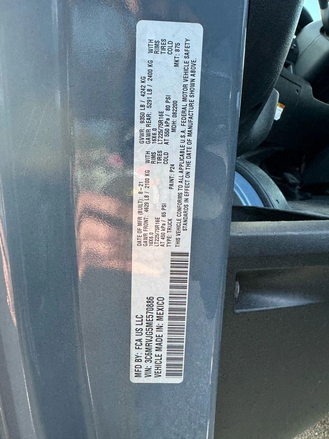 RAM Promaster 3500 High Roof 159-in. WB Ext 2021