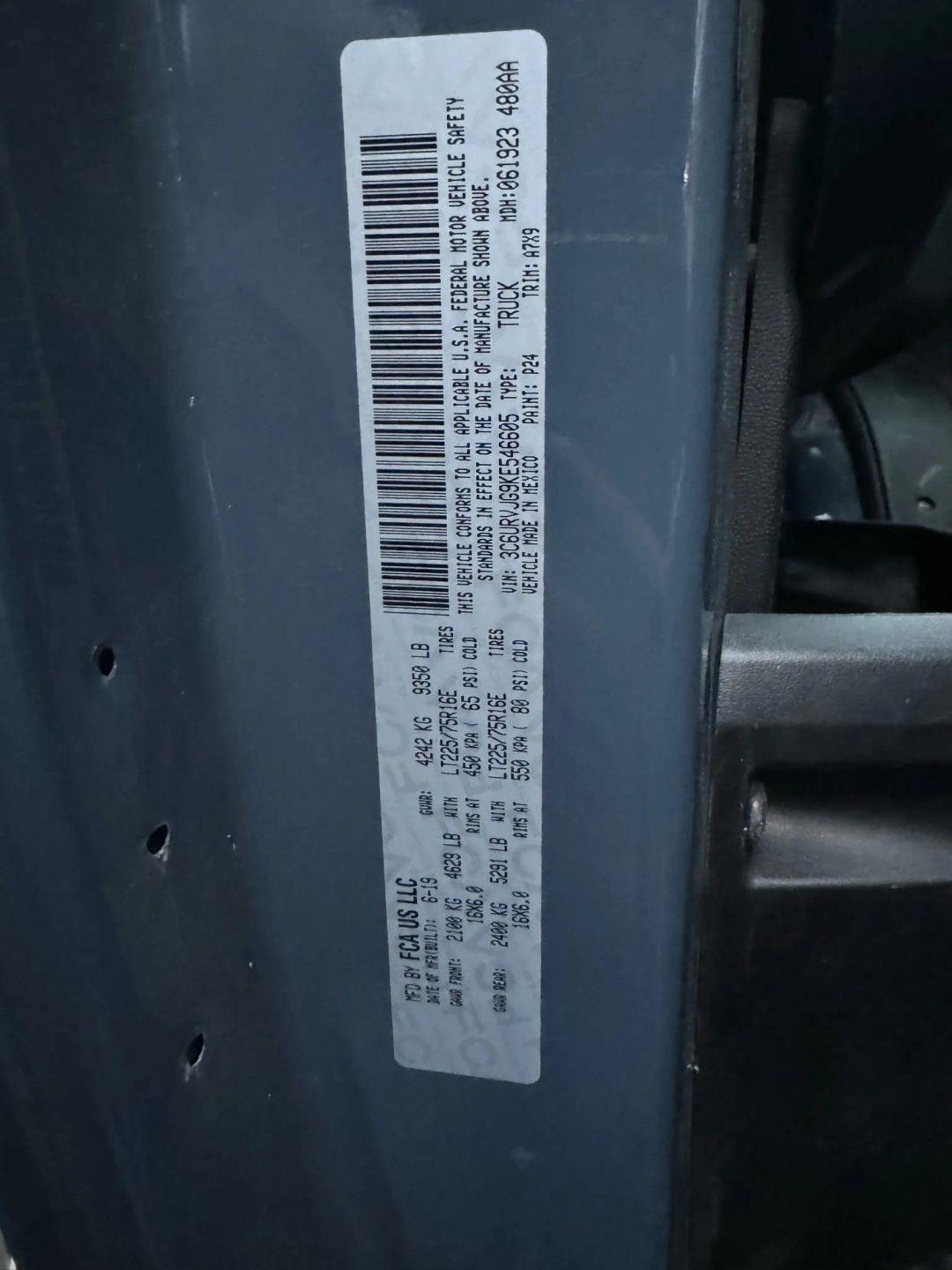 RAM Promaster 3500 High Roof w/Extended Length 2019