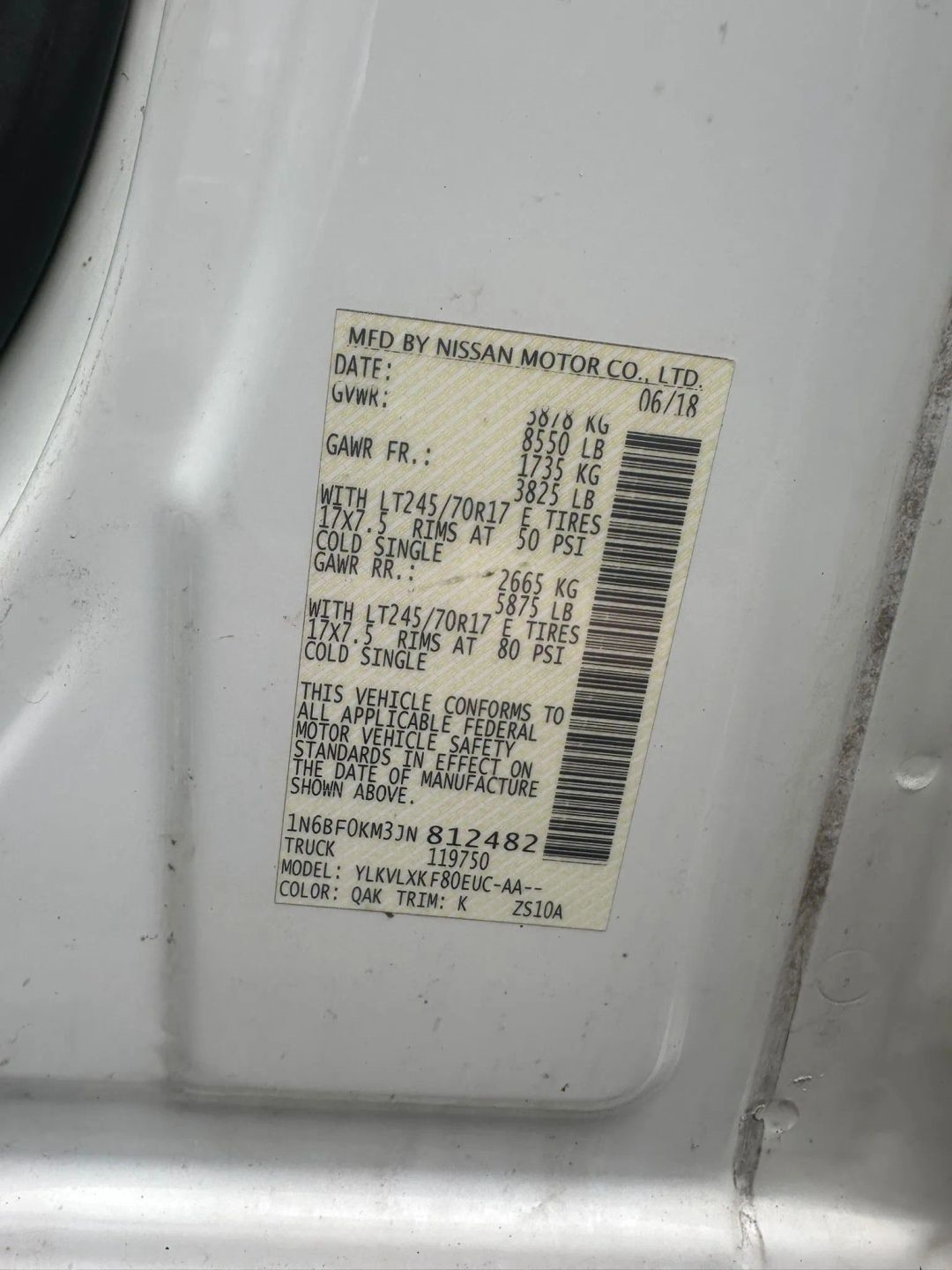 Nissan NV Cargo 1500 SV 2018