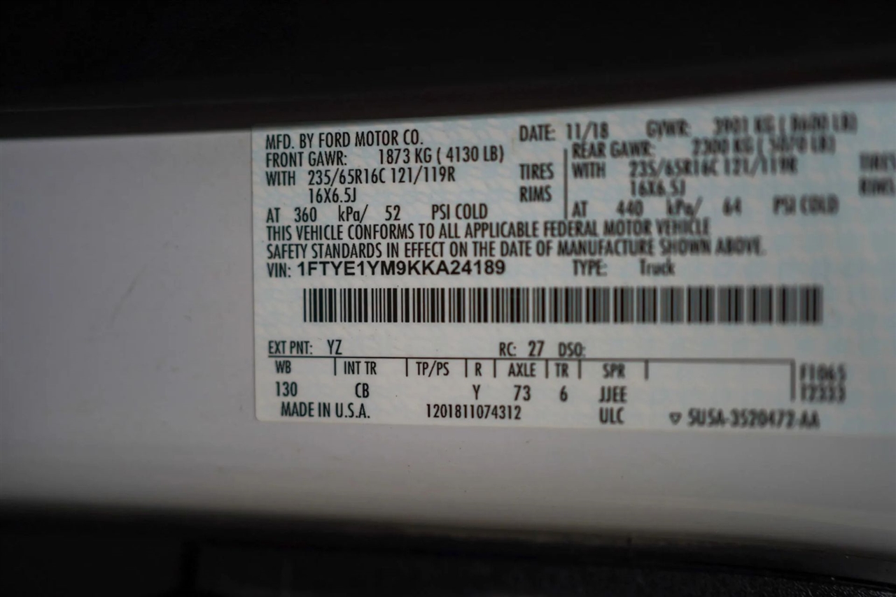 Ford Transit 150 Van Low Roof w/Sliding Pass. 130-in. WB 2019