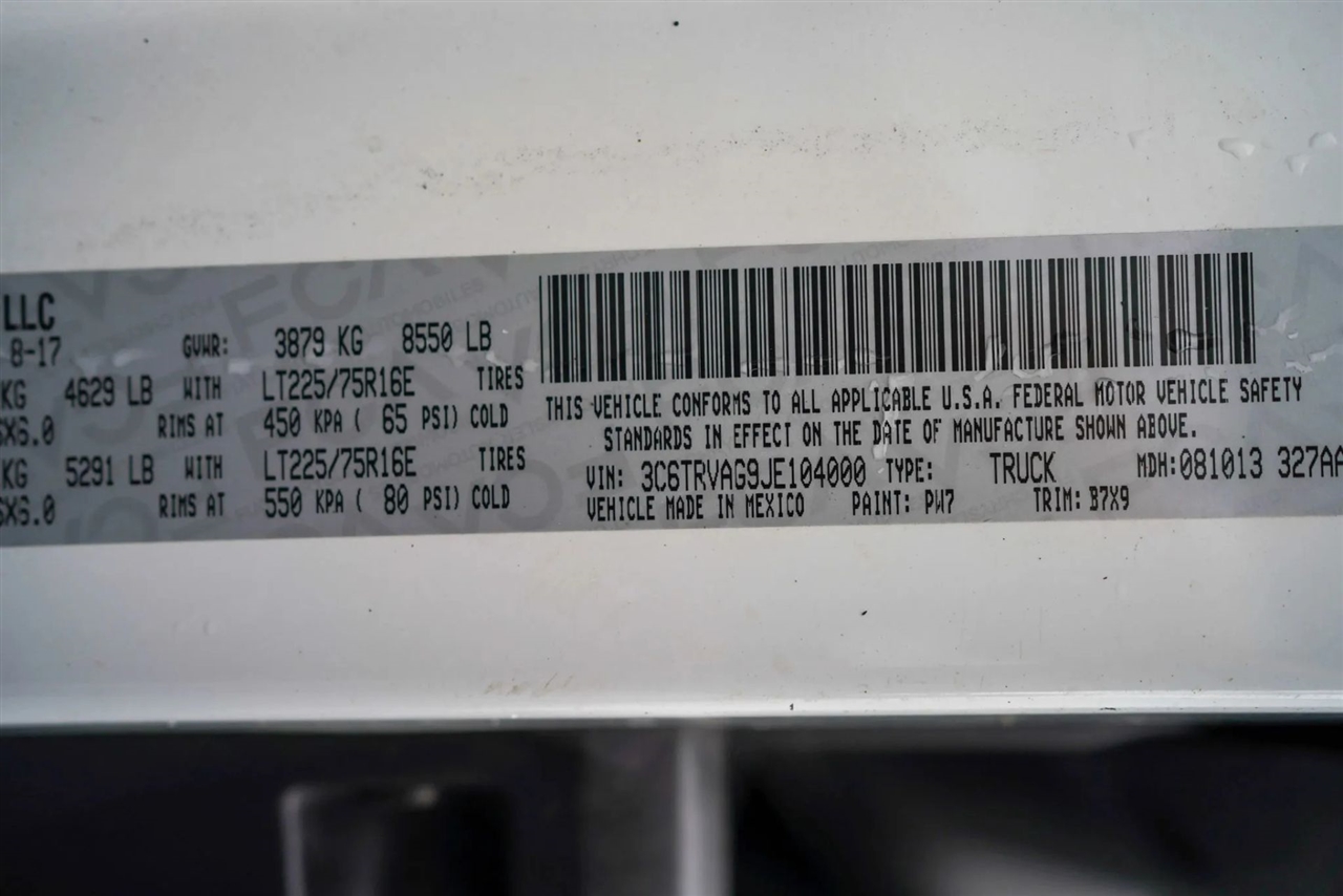 RAM Promaster 1500 Low Roof Tradesman 136-in. WB 2018