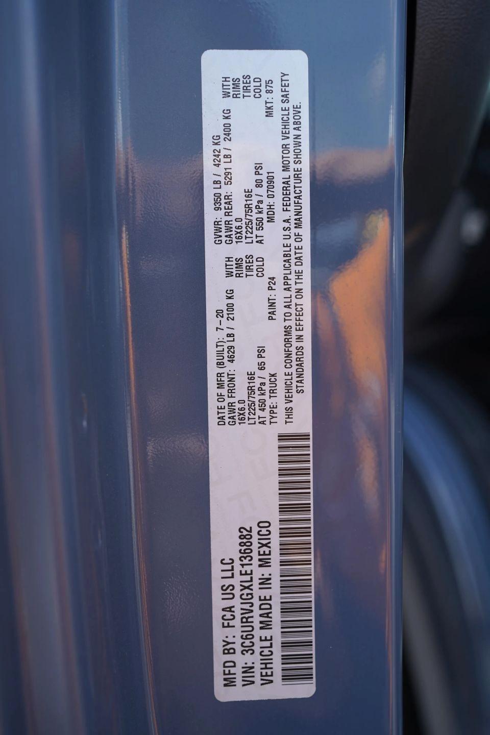 RAM Promaster 3500 High Roof 159-in. WB Ext 2020