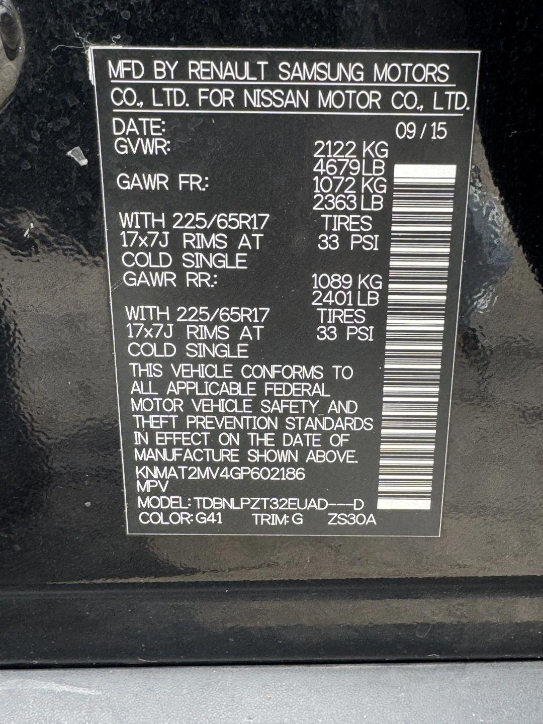 Nissan Rogue S AWD 2016