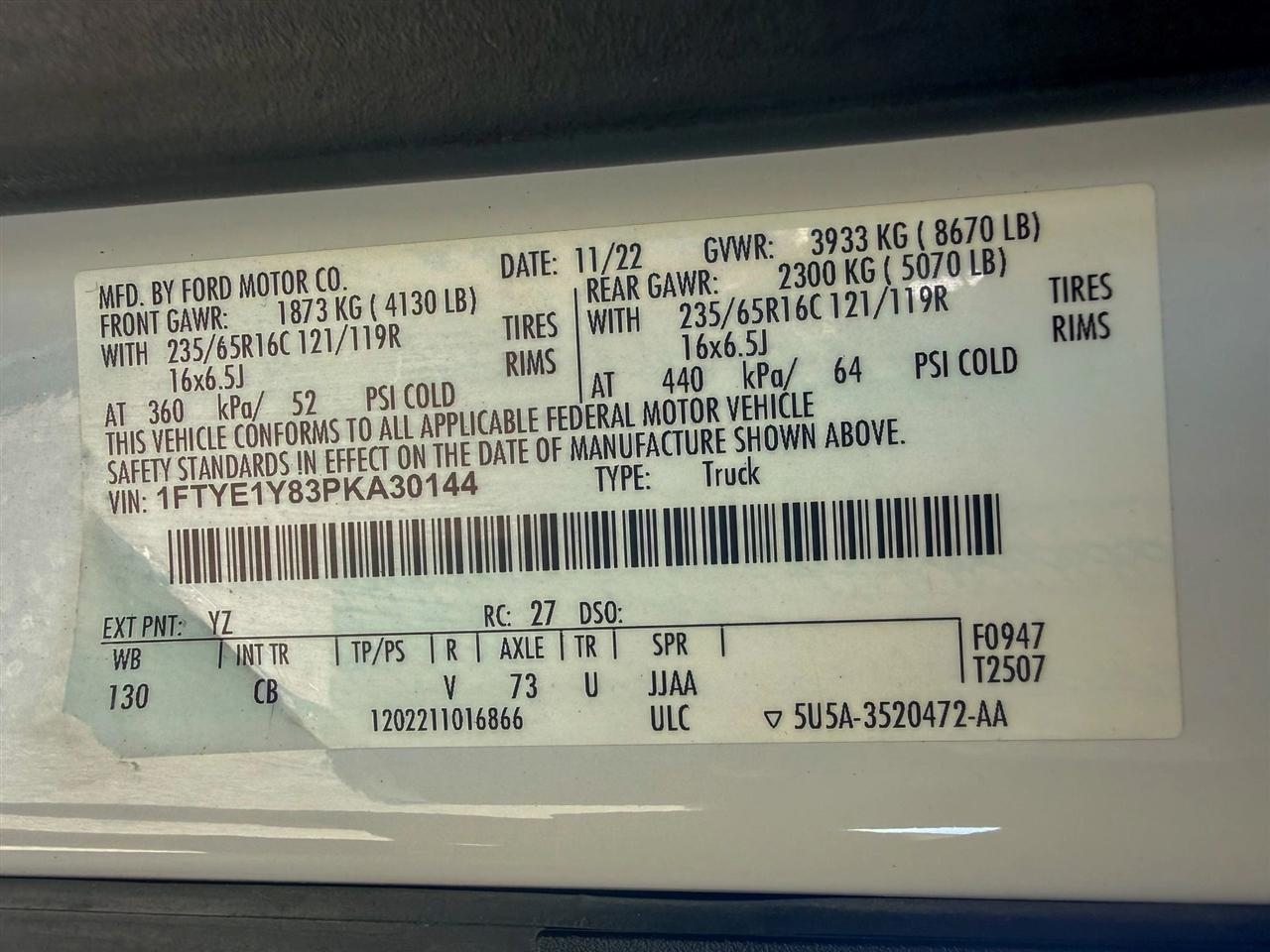 Ford Transit 150 Van Low Roof w/Sliding Pass. 130-in. WB 2023