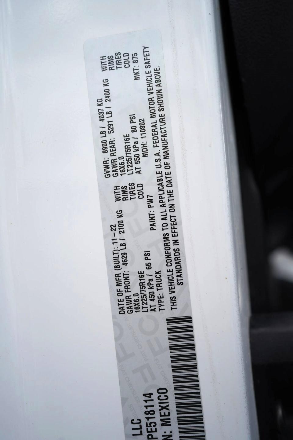 RAM Promaster 2500 High Roof 159-in. WB 2023