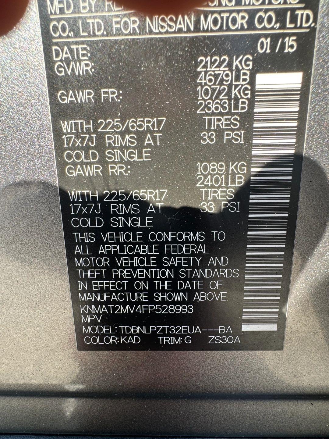 Nissan Rogue S AWD 2015