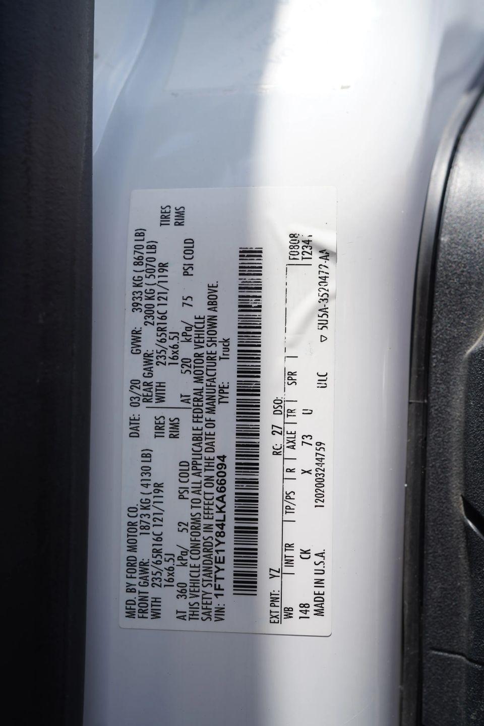 Ford Transit 150 Van Low Roof w/Sliding Pass. 130-in. WB 2020