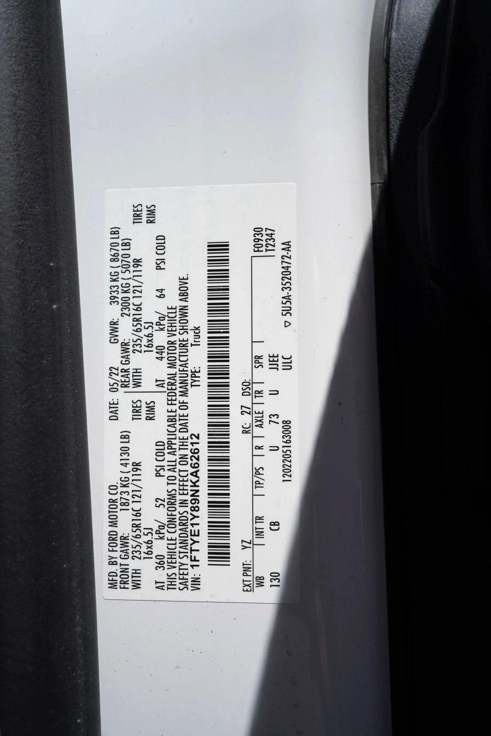 Ford Transit 150 Van Low Roof w/Sliding Pass. 130-in. WB 2022