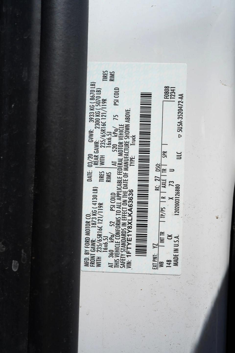 Ford Transit 150 Van Low Roof w/Sliding Pass. 130-in. WB 2020