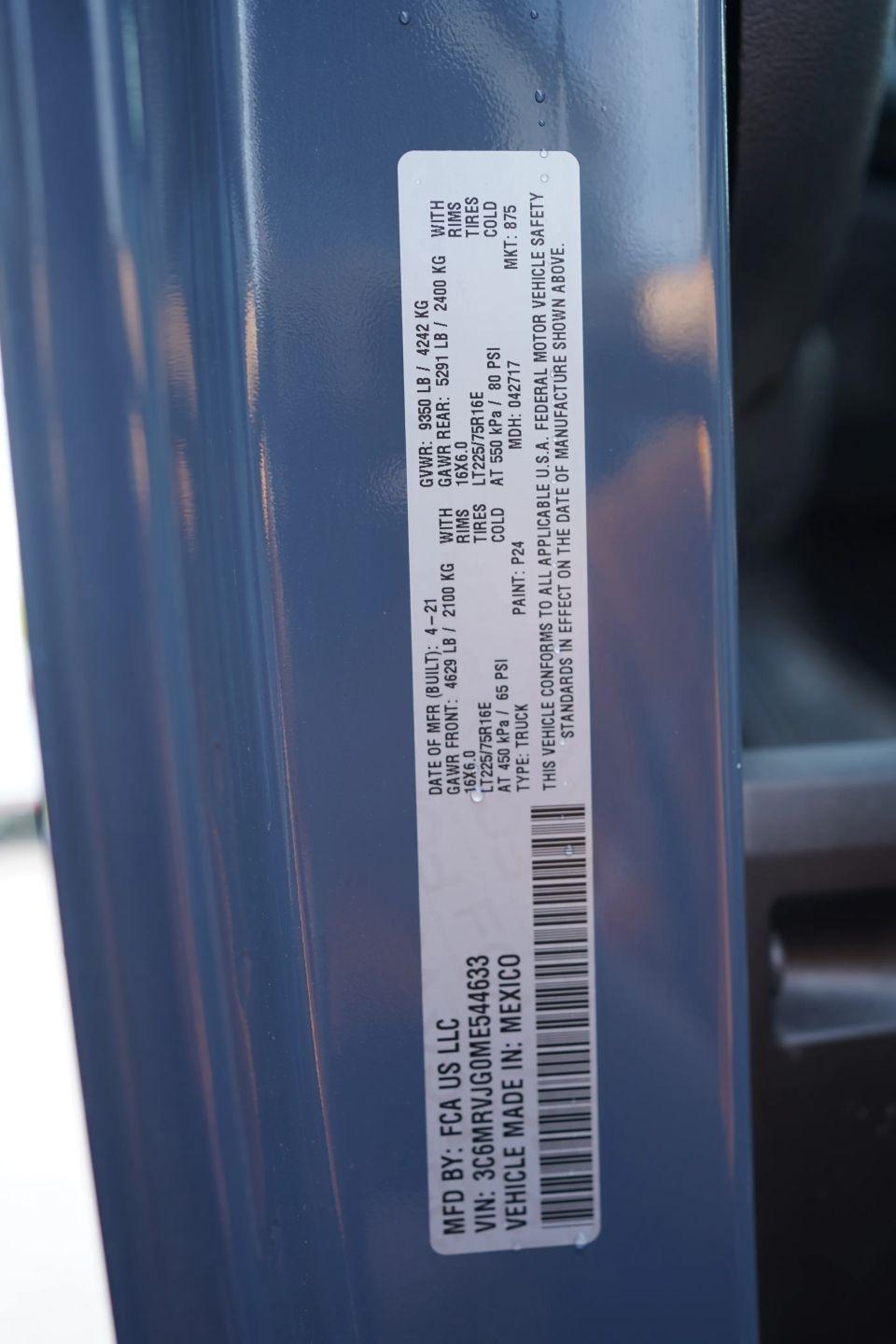 RAM Promaster 3500 High Roof 159-in. WB Ext 2021