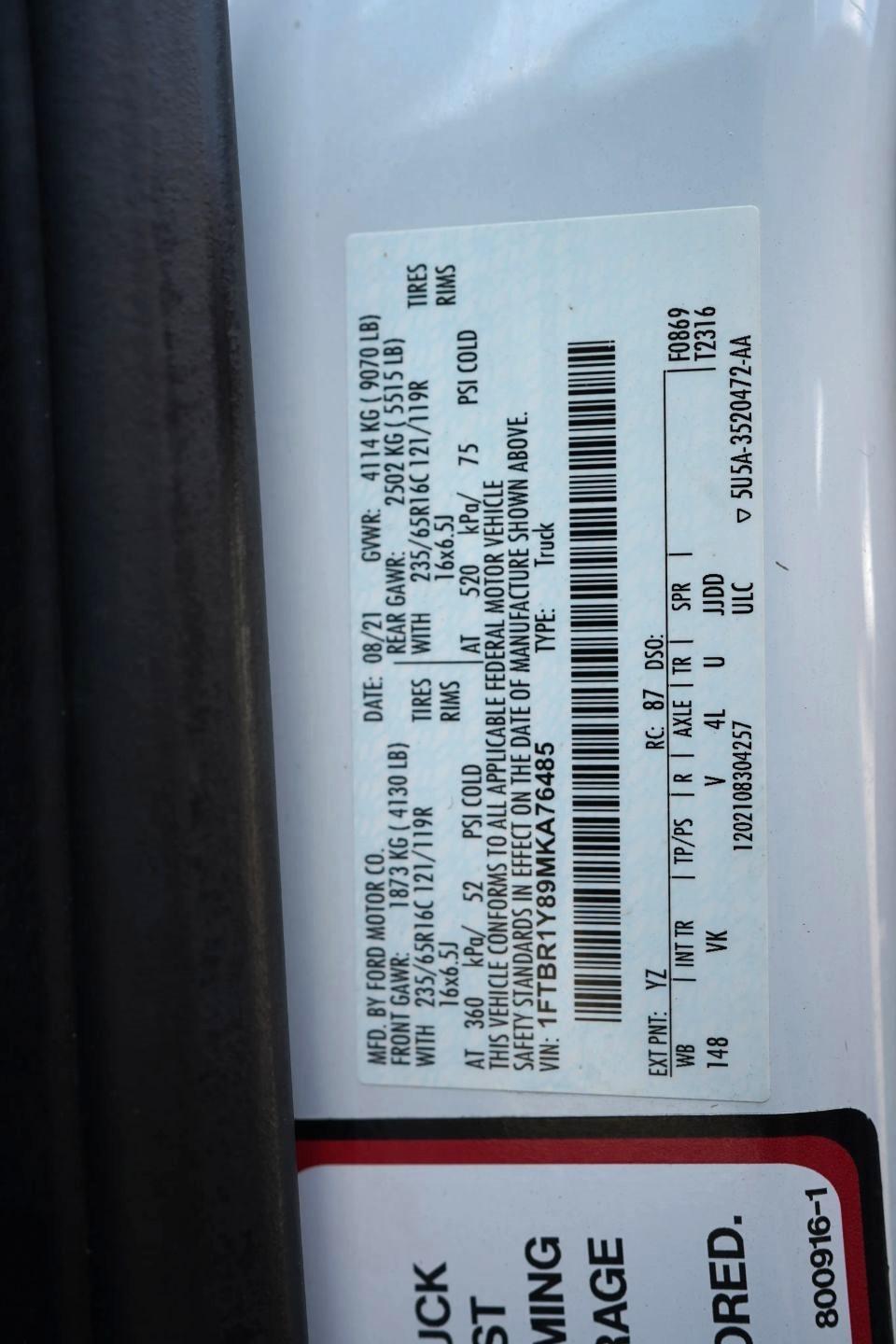 Ford Transit 250 Van Low Roof w/Sliding Pass. 130-in. WB 2021