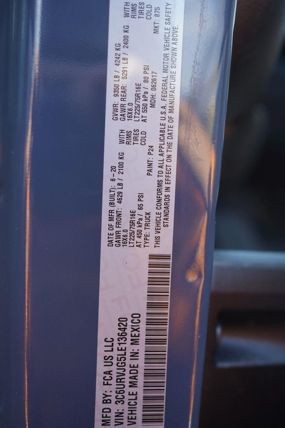 RAM Promaster 3500 High Roof 159-in. WB Ext 2020
