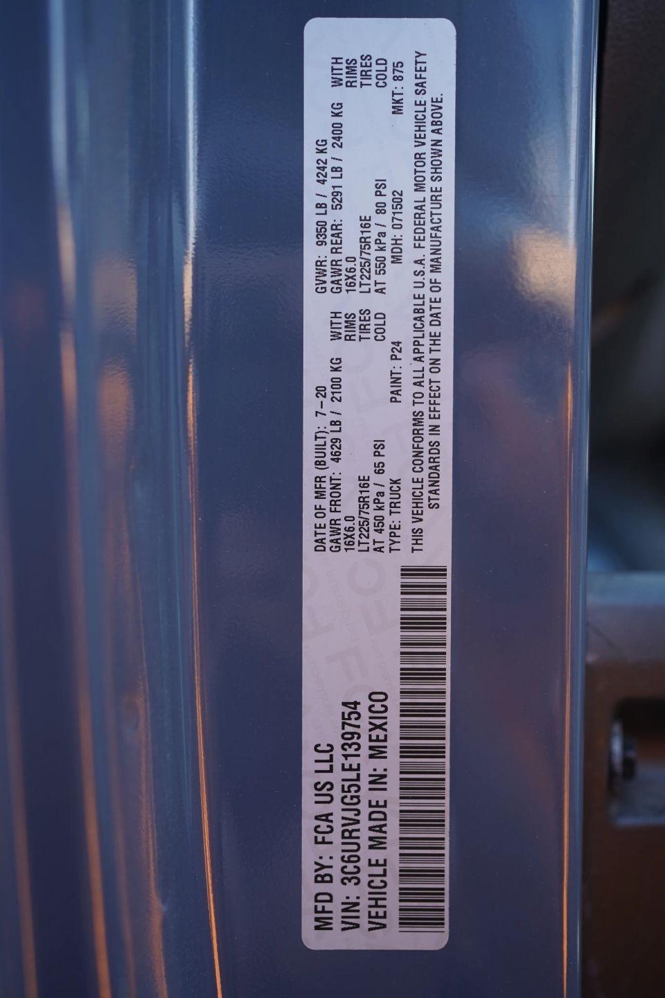 RAM Promaster 3500 High Roof 159-in. WB Ext 2020