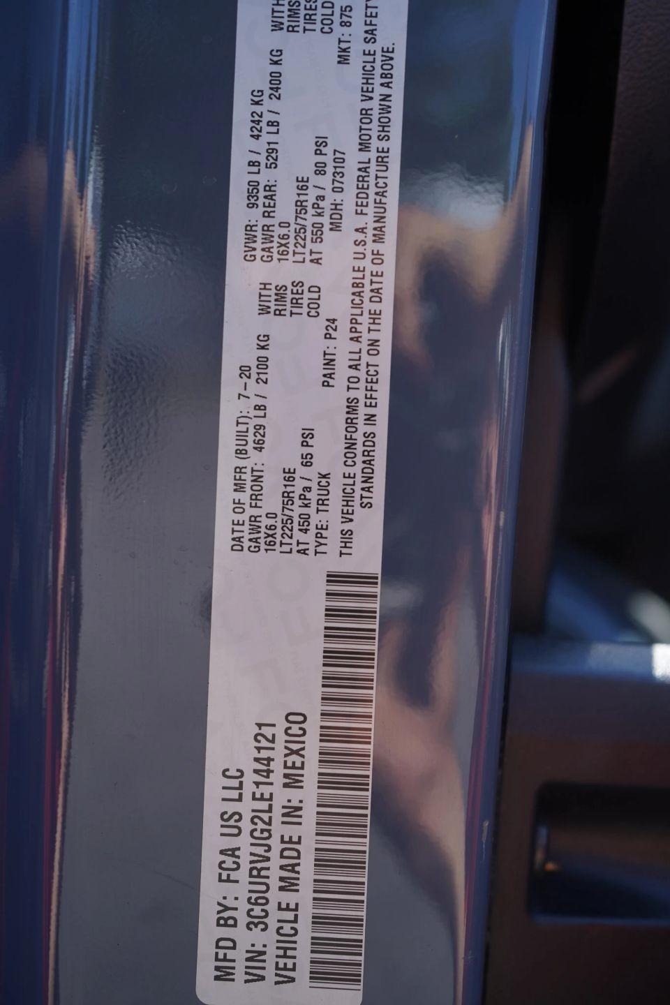 RAM Promaster 3500 High Roof 159-in. WB Ext 2020