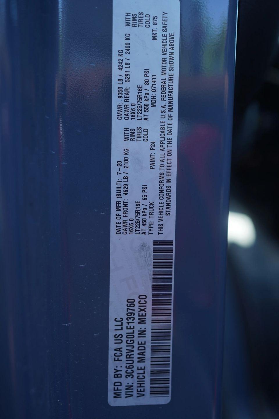 RAM Promaster 3500 High Roof 159-in. WB Ext 2020