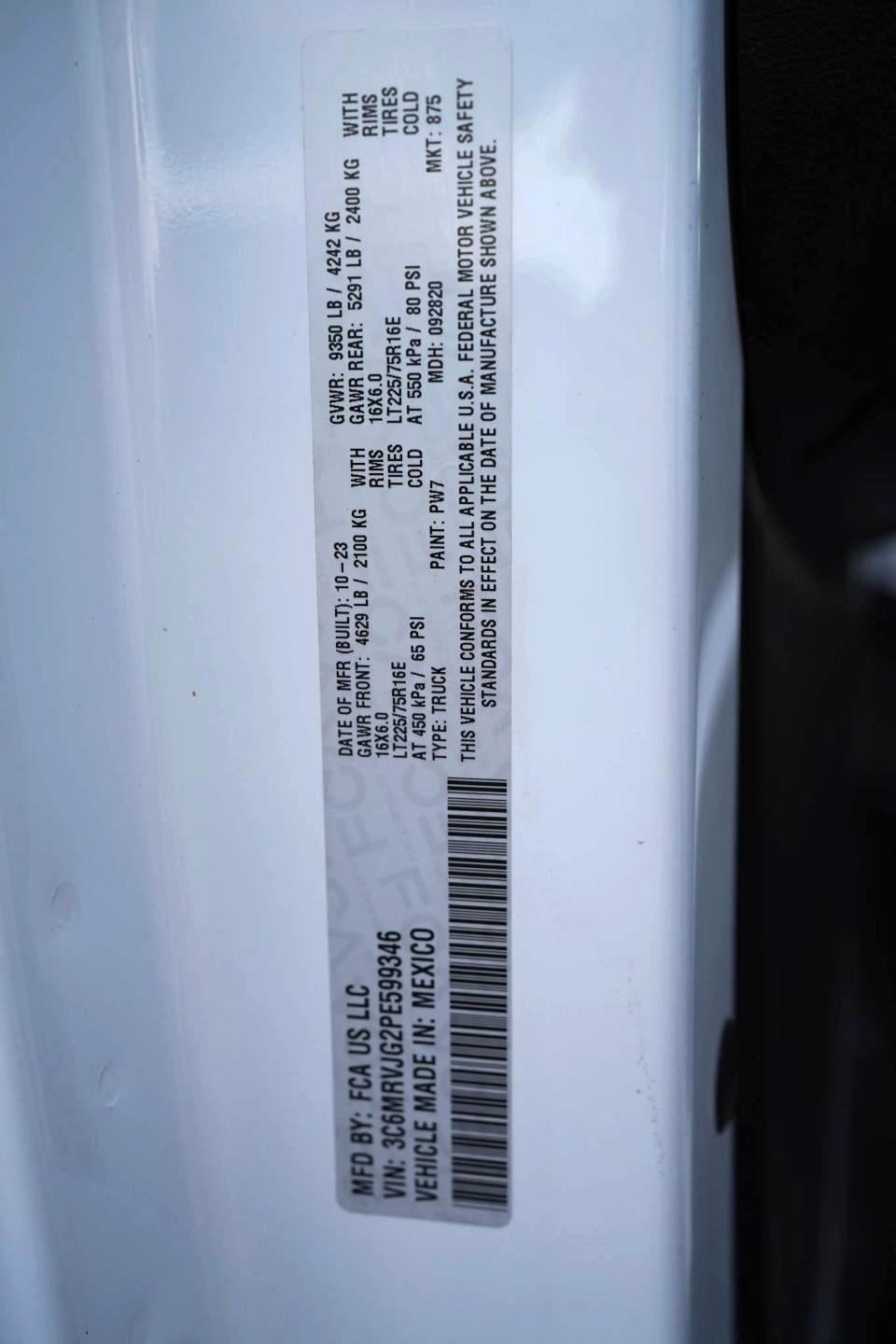RAM Promaster 3500 High Roof 159-in. WB Ext 2023