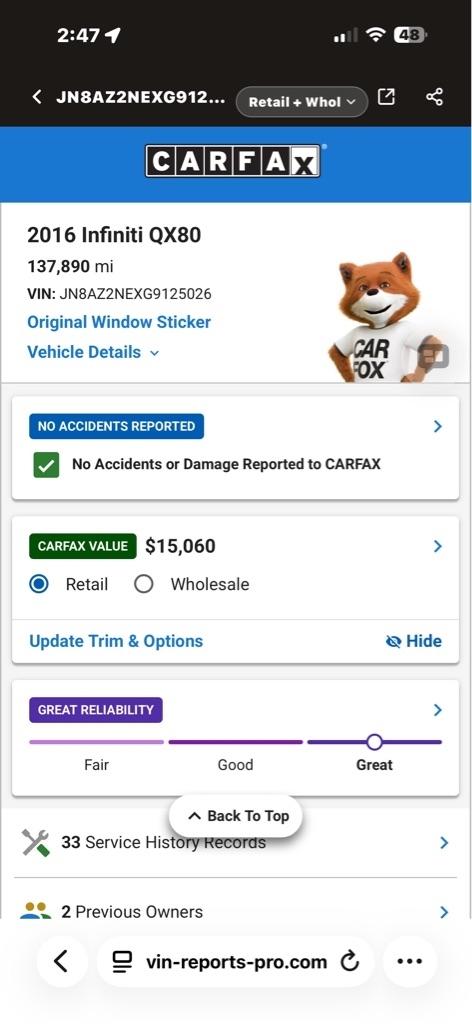 2016 Infiniti QX80 Limited 4WD