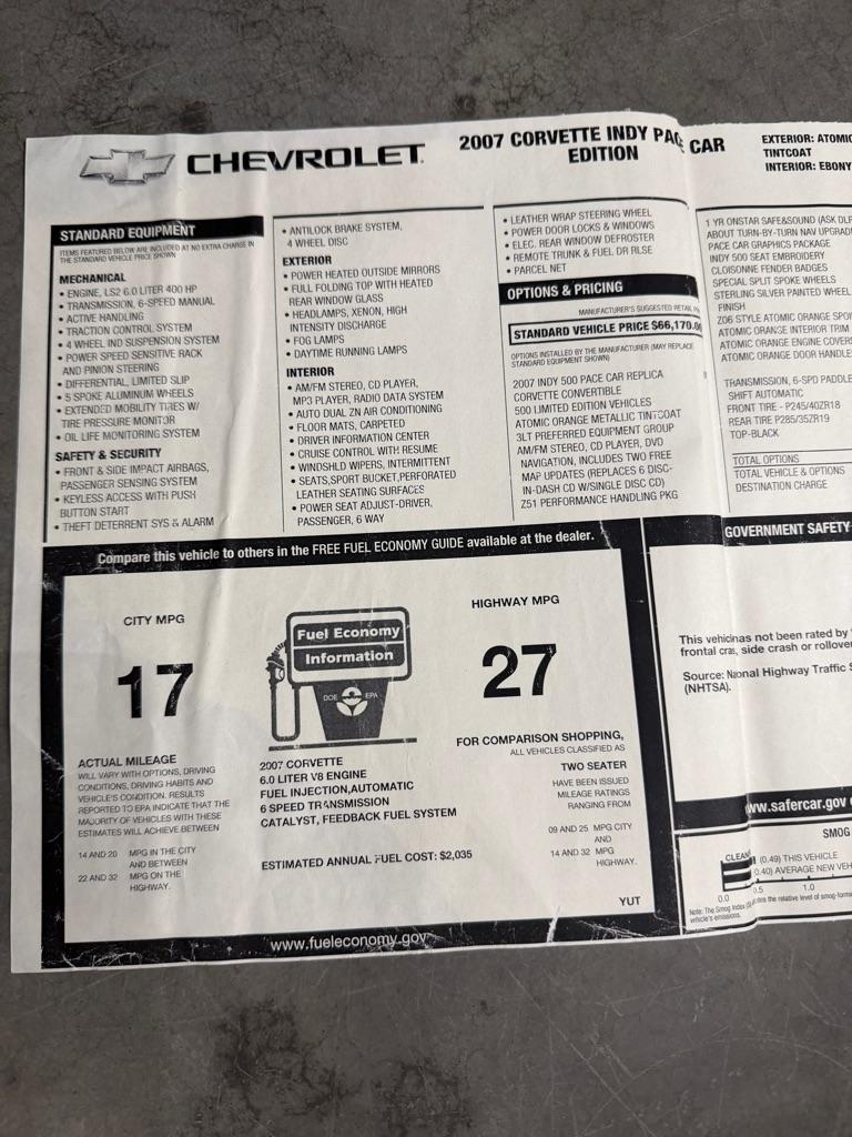 Chevrolet Corvette 2dr Conv 2007