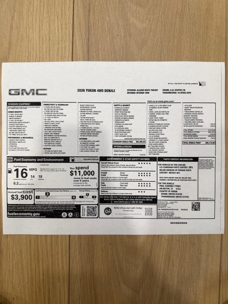 GMC Yukon 4WD 4dr Denali 2026
