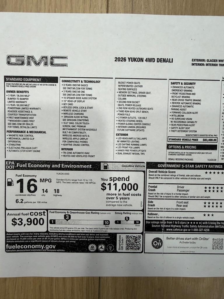 GMC Yukon 4WD 4dr Denali 2026