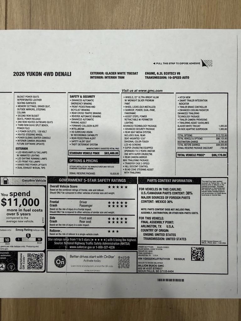 GMC Yukon 4WD 4dr Denali 2026