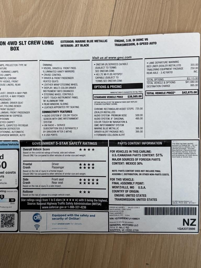 GMC Canyon 4WD Crew Cab 140.5" SLT 2018
