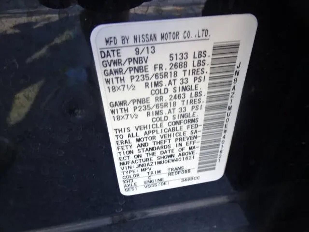 Nissan Murano FWD 4dr SL 2014