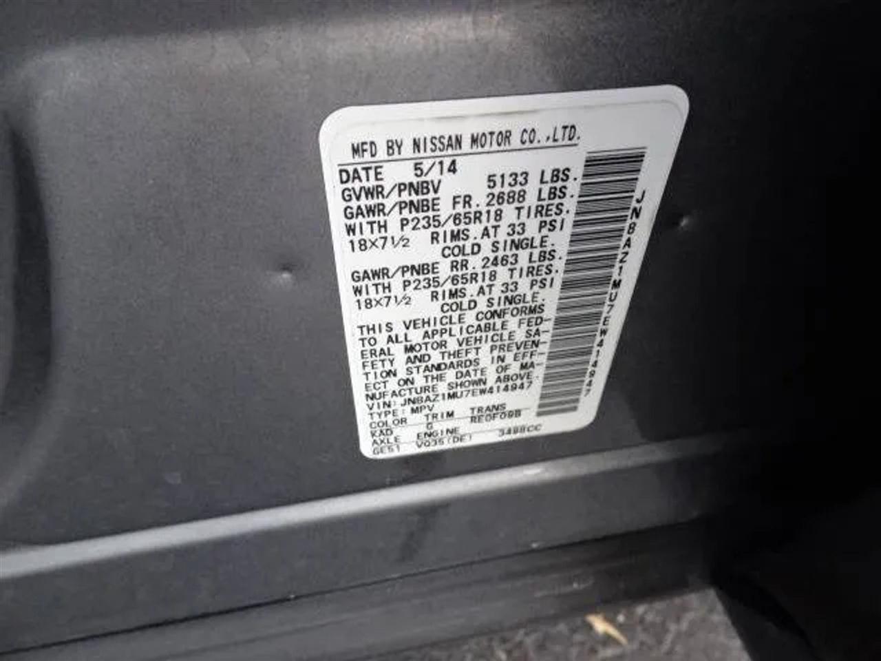 Nissan Murano FWD 4dr S 2014