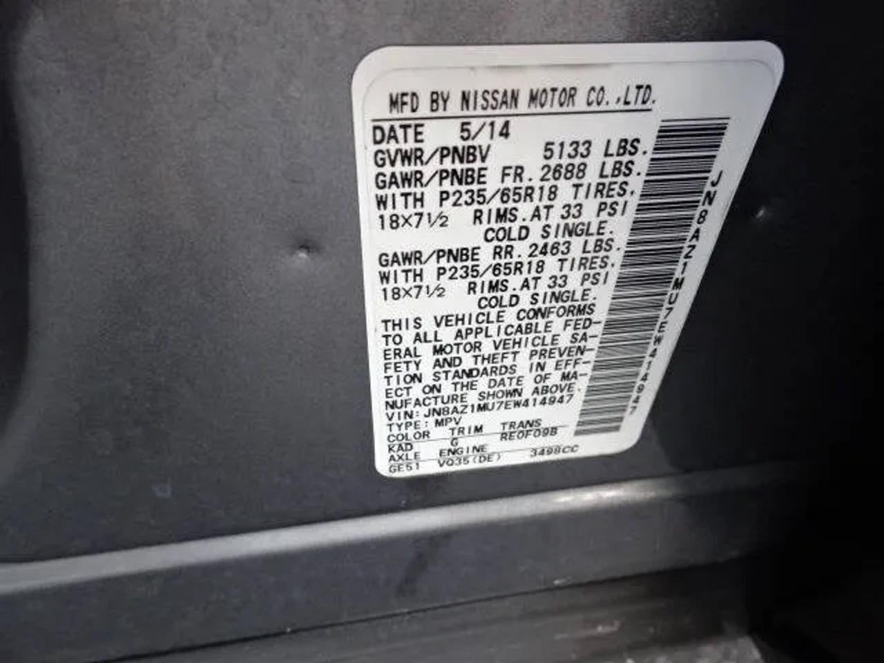 Nissan Murano FWD 4dr S 2014