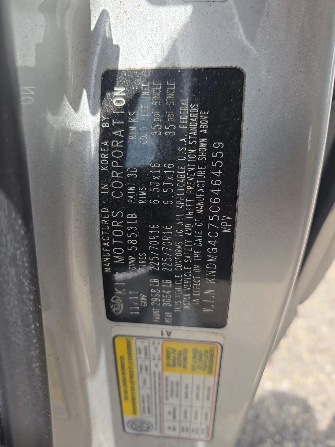 Kia Sedona 4dr Wgn LX 2012