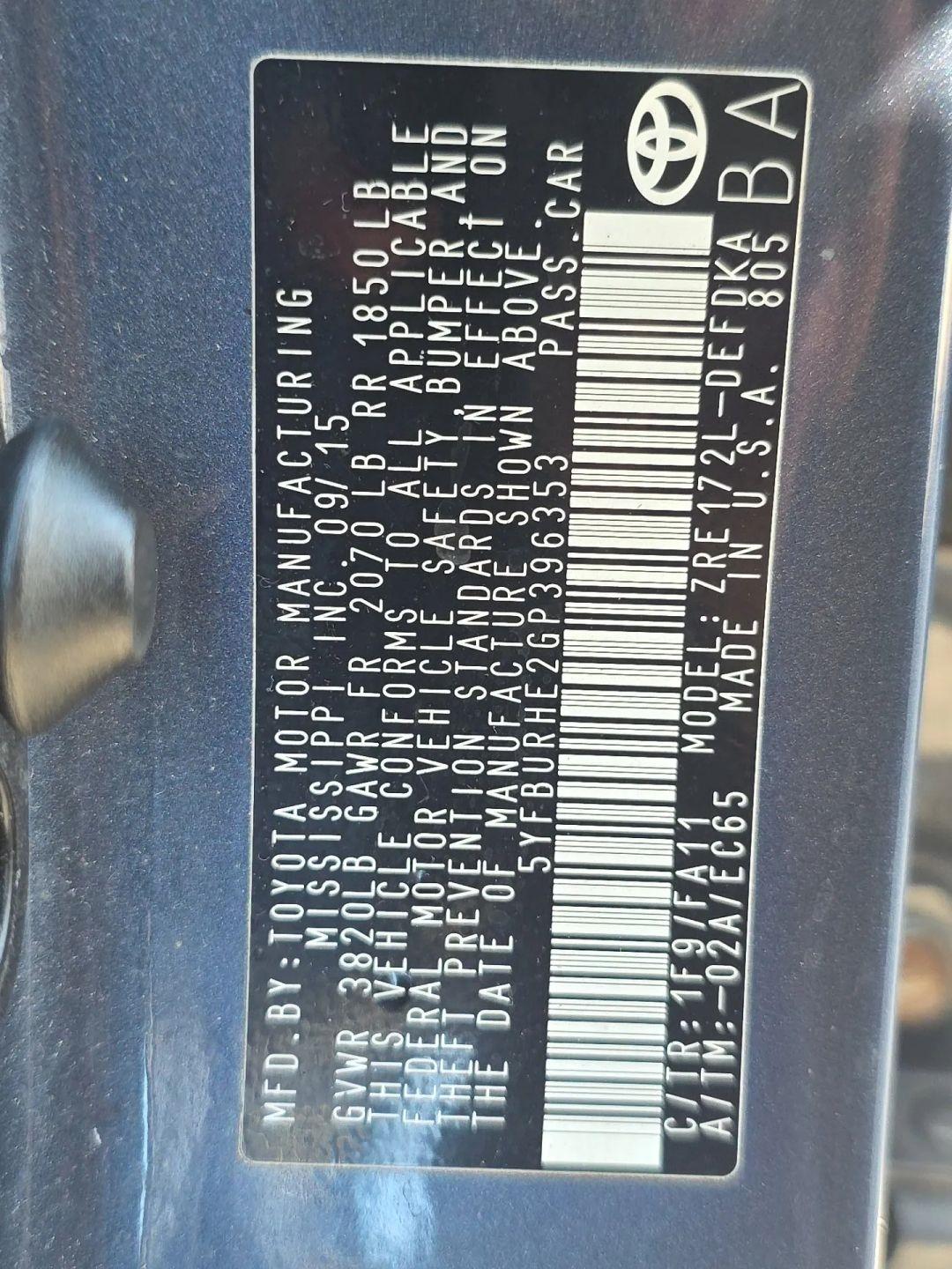 Toyota Corolla  2016