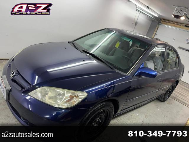 Blue 2004 Honda Civic EX Sedan Front-Wheel Drive Automatic