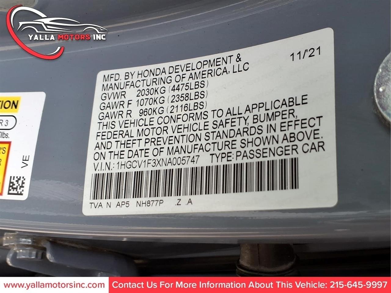 Honda Accord 4dr Sedan Auto 2022