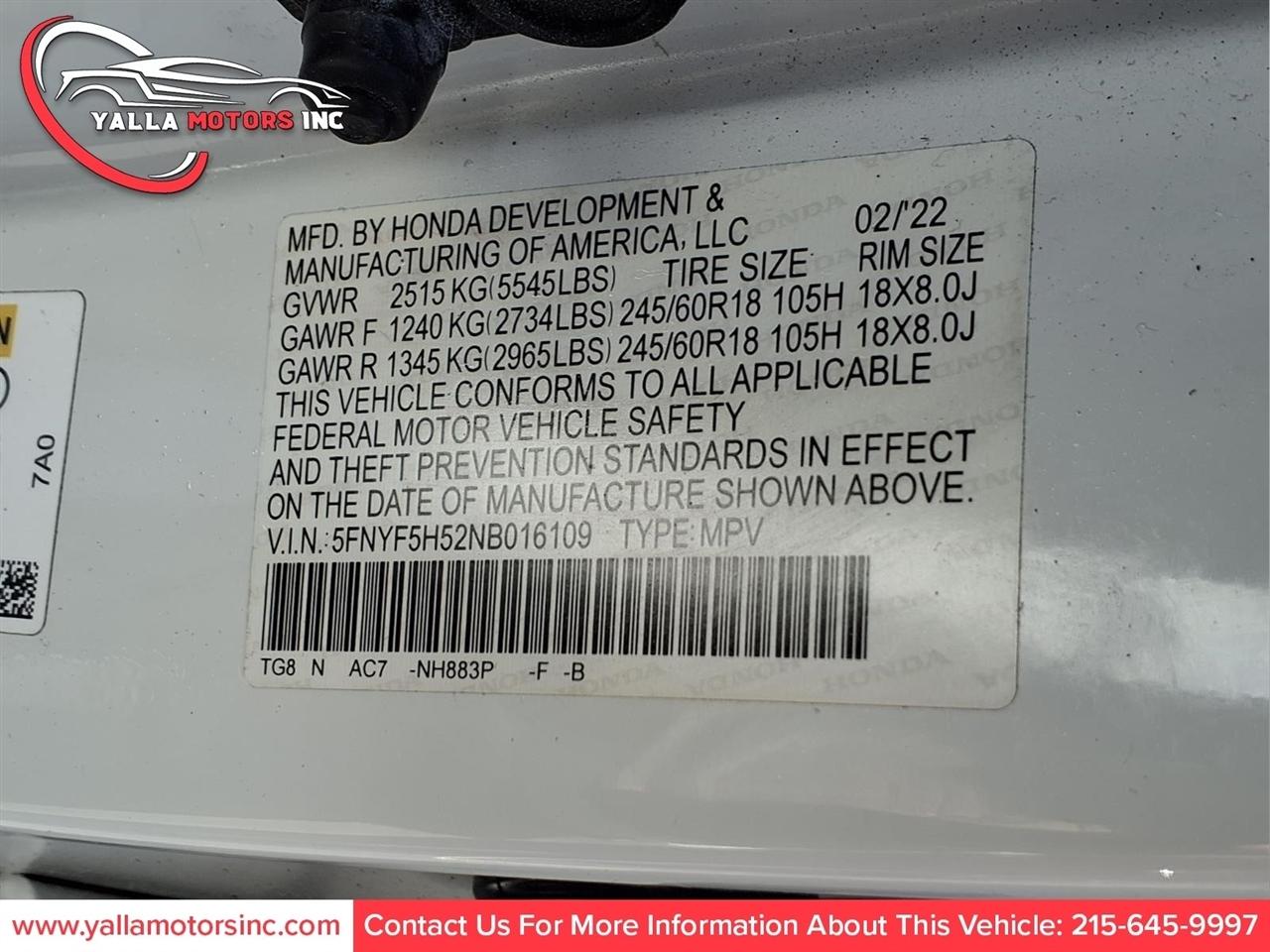 Honda Pilot EXL 2WD 2022