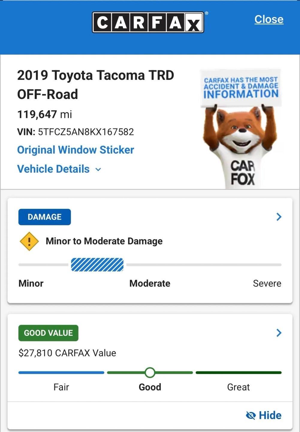 Toyota Tacoma 4WD TRD Off Road Double Cab 5' Bed V6 MT (Natl) 2019