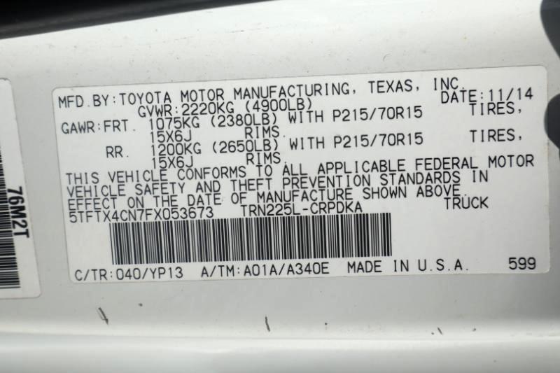 Toyota Tacoma Access Cab I4 4AT 2WD 2015