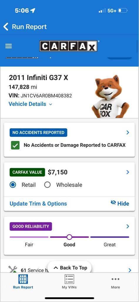 Infiniti G Sedan G37x AWD 2011