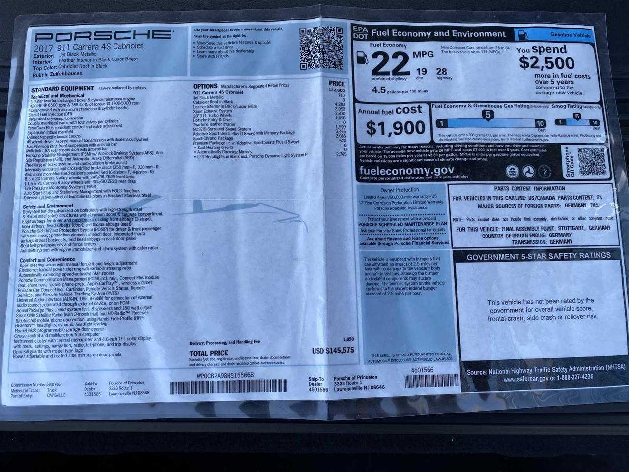 Porsche 911 Carrera 4S Cabriolet 2017