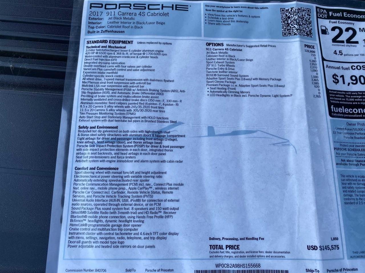 Porsche 911 Carrera 4S Cabriolet 2017