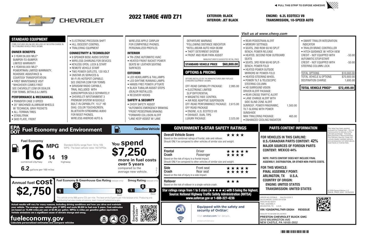 Chevrolet Tahoe Z71 2022