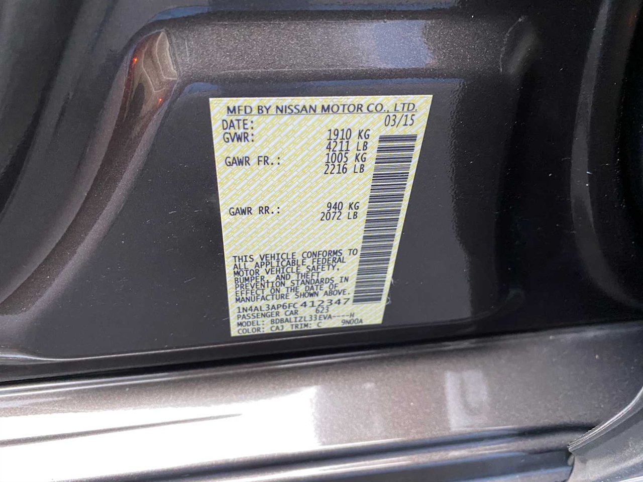 Nissan Altima 2.5 SV 2015 Nissan Altima 2.5 SV 2015