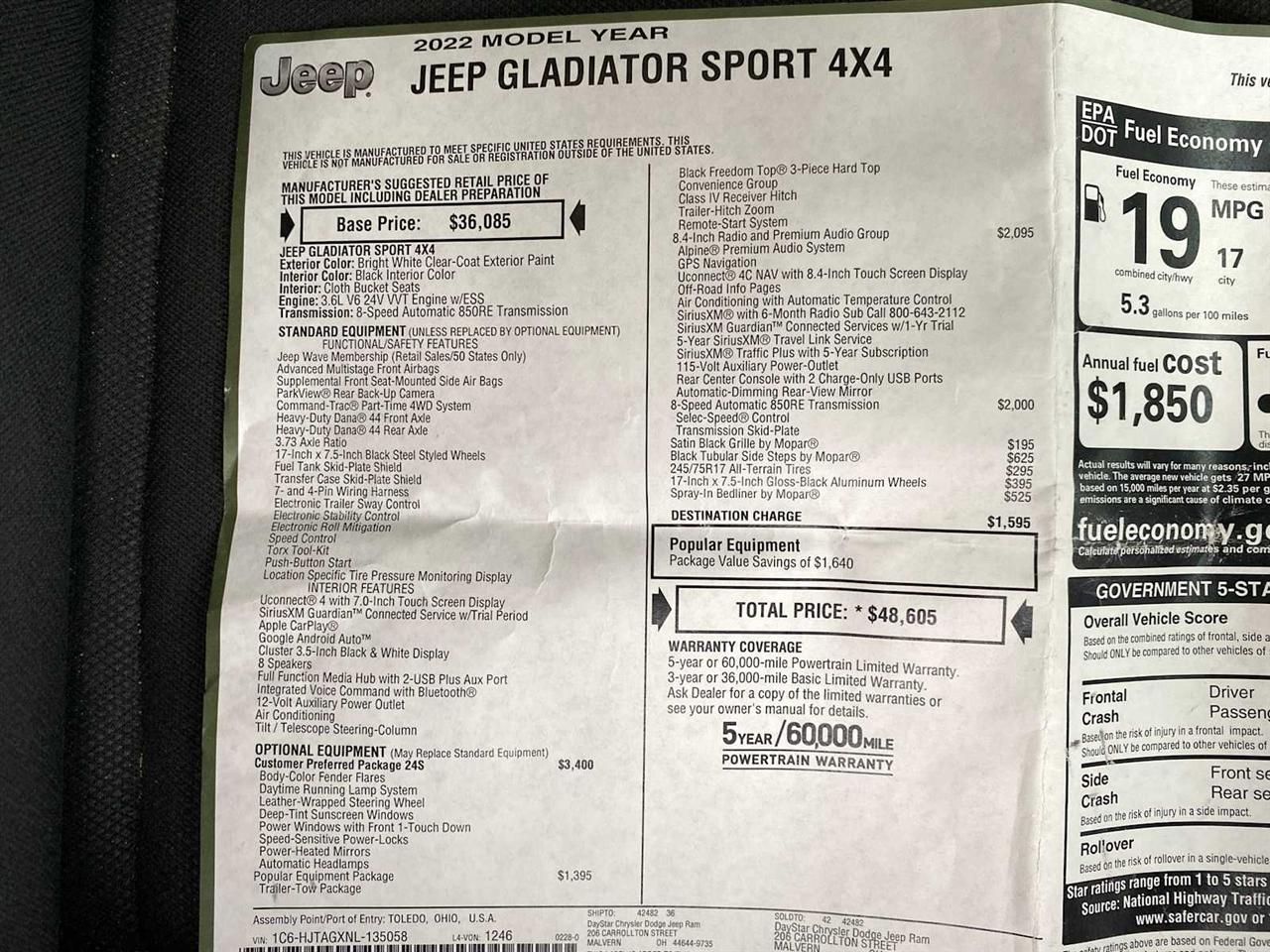Jeep Gladiator Sport 2022