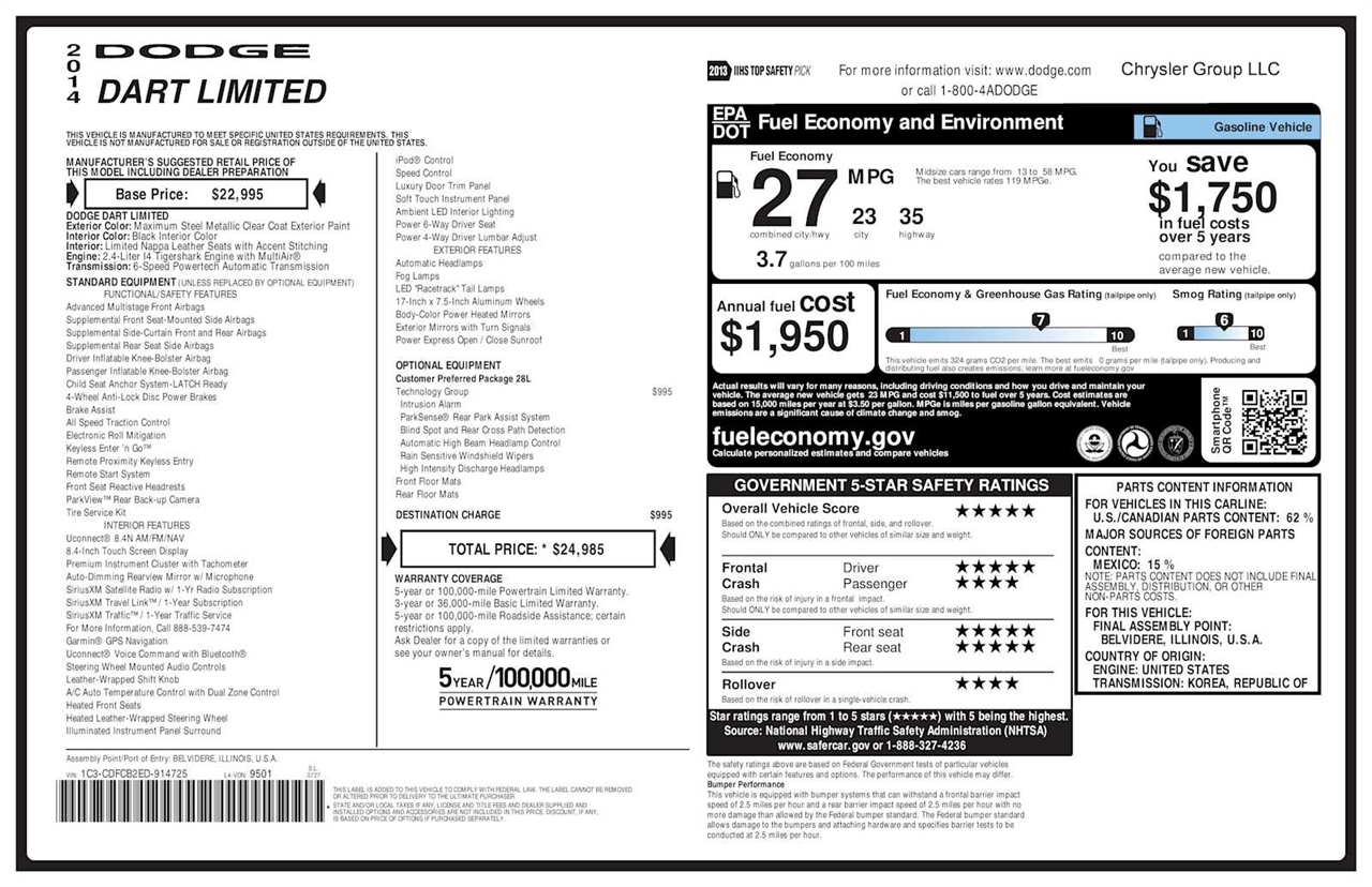 Dodge Dart LIMITED 2014