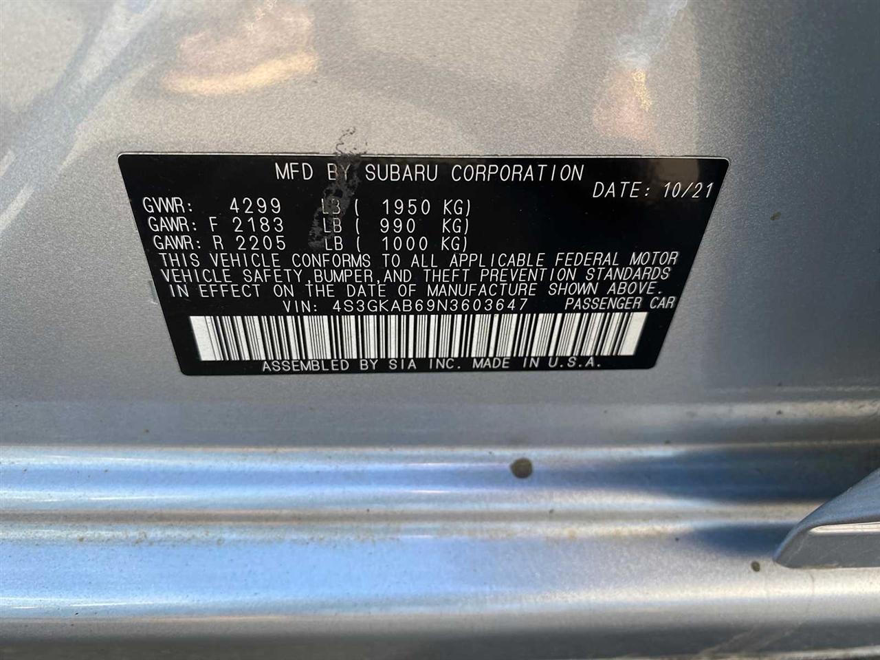 Subaru Impreza 2.0i 4-Door 2022