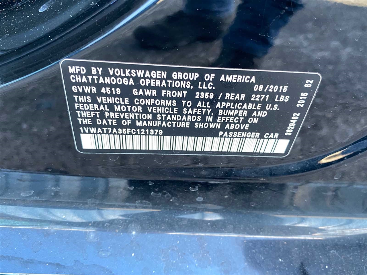 Volkswagen Passat 1.8T SE Auto 2015